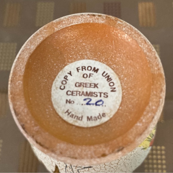 Vintage Greek Handmade & Hand Painted Ceramic Vase - Picture 7 of 8